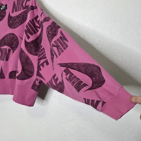 Nike Women's Pink Graphic Crew Neck Sweater - Picture 13 of 14